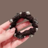 Korean-style simple and elegant pearl diamond hair tie, a high-end look for girls, low ponytail hair band, a versatile hair tie and hair accessory for the lazy details Picture
